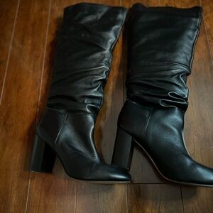 Steve Madden Faola Black Leather Slouch Boots